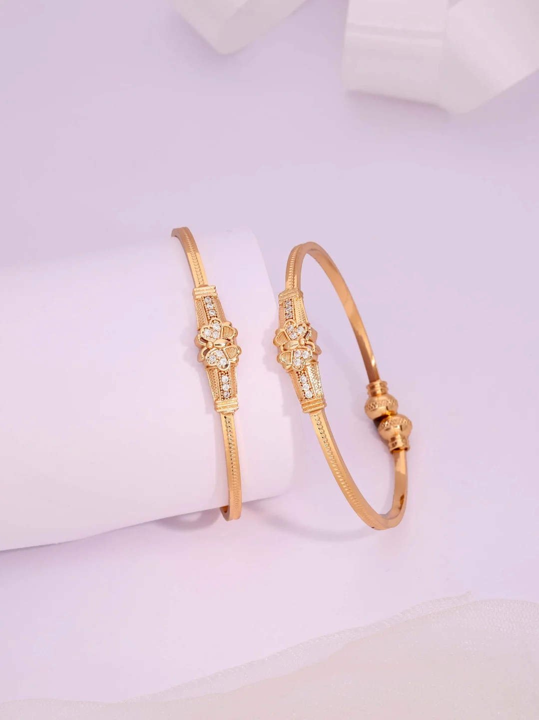 Modern Crystal Gold Bangle - Image 2