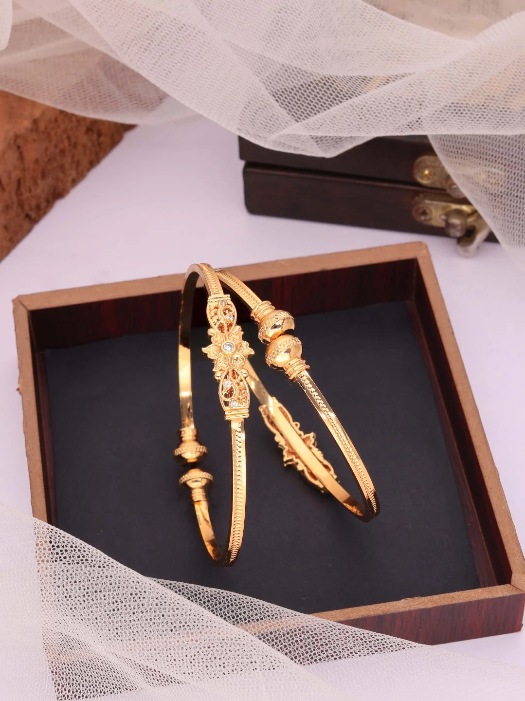 Classic Gold Flower Bangle - Image 4