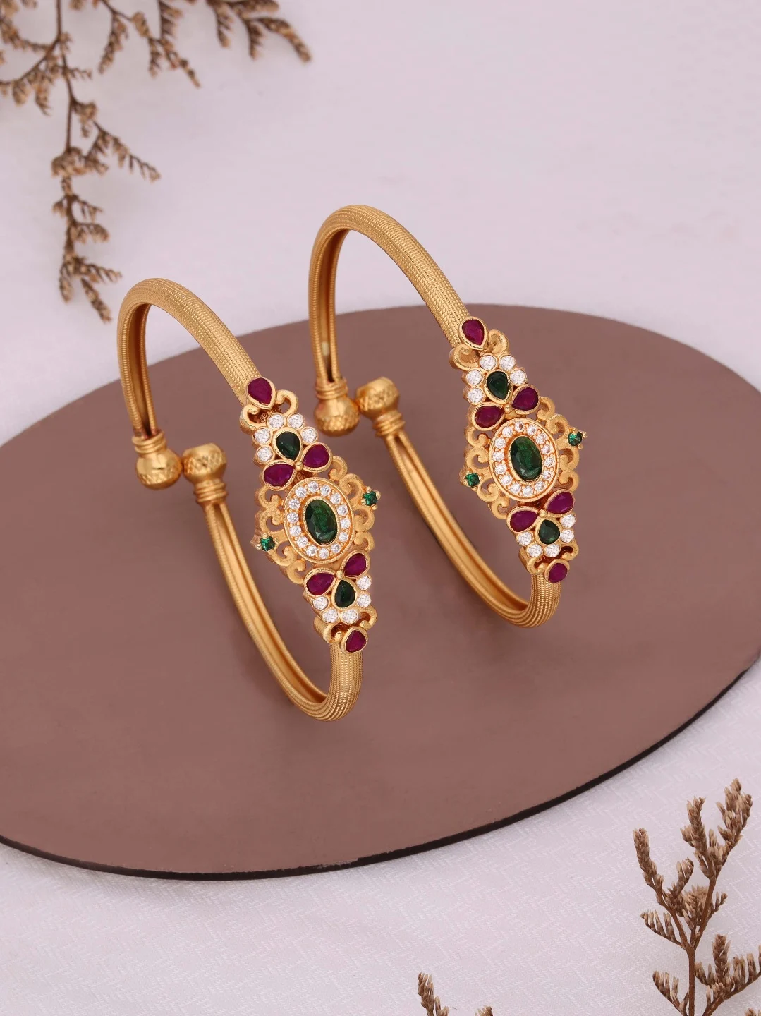 Diamond Look Floral Bangle - Image 2