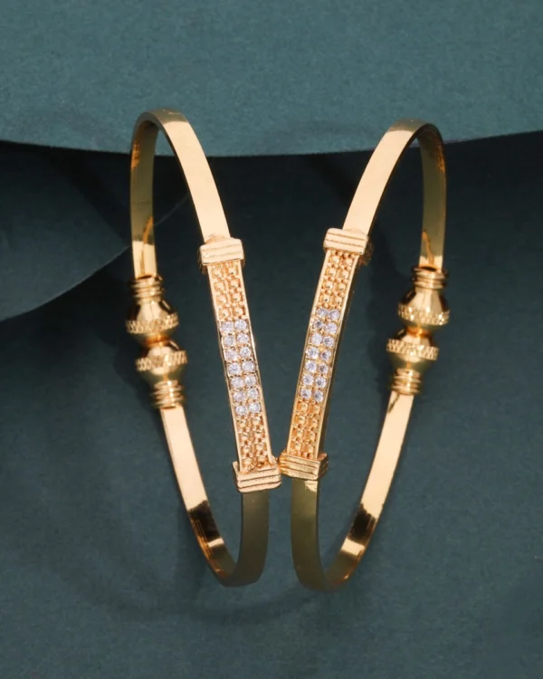 Royal Gold Crystal Designer Open Bangle