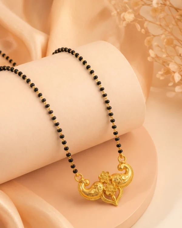 Classic Black Bead Gold Pendant Mangalsutra