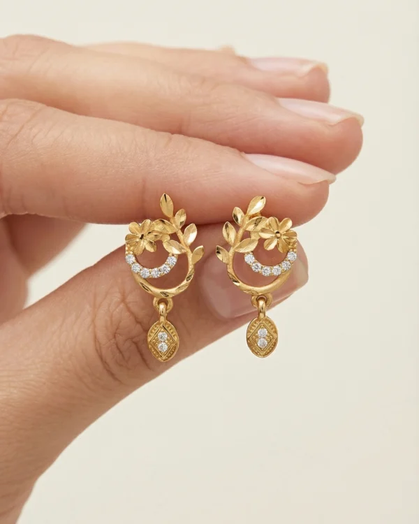 Diamond Look Gold Earrings