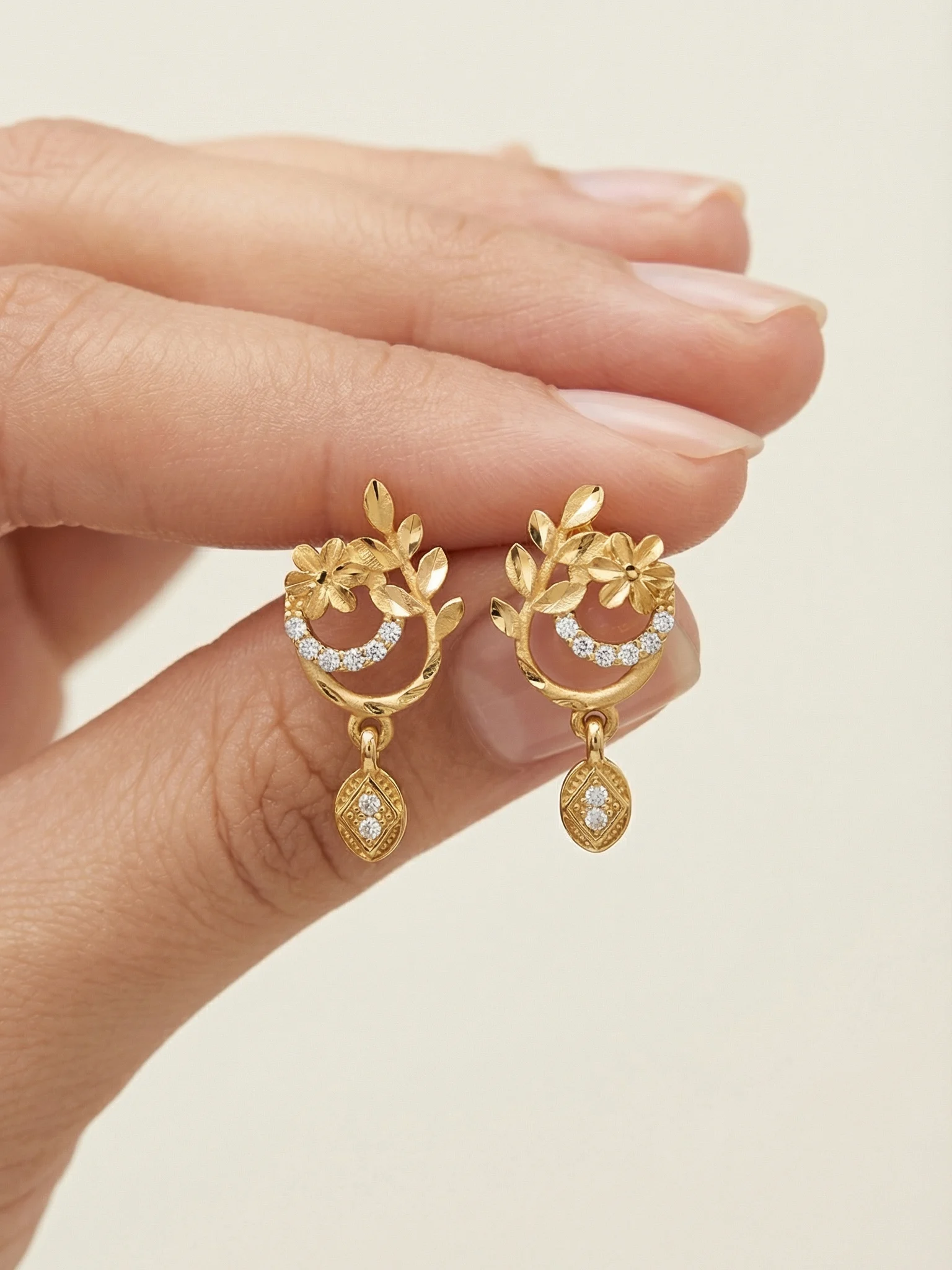Diamond Look Gold Earrings