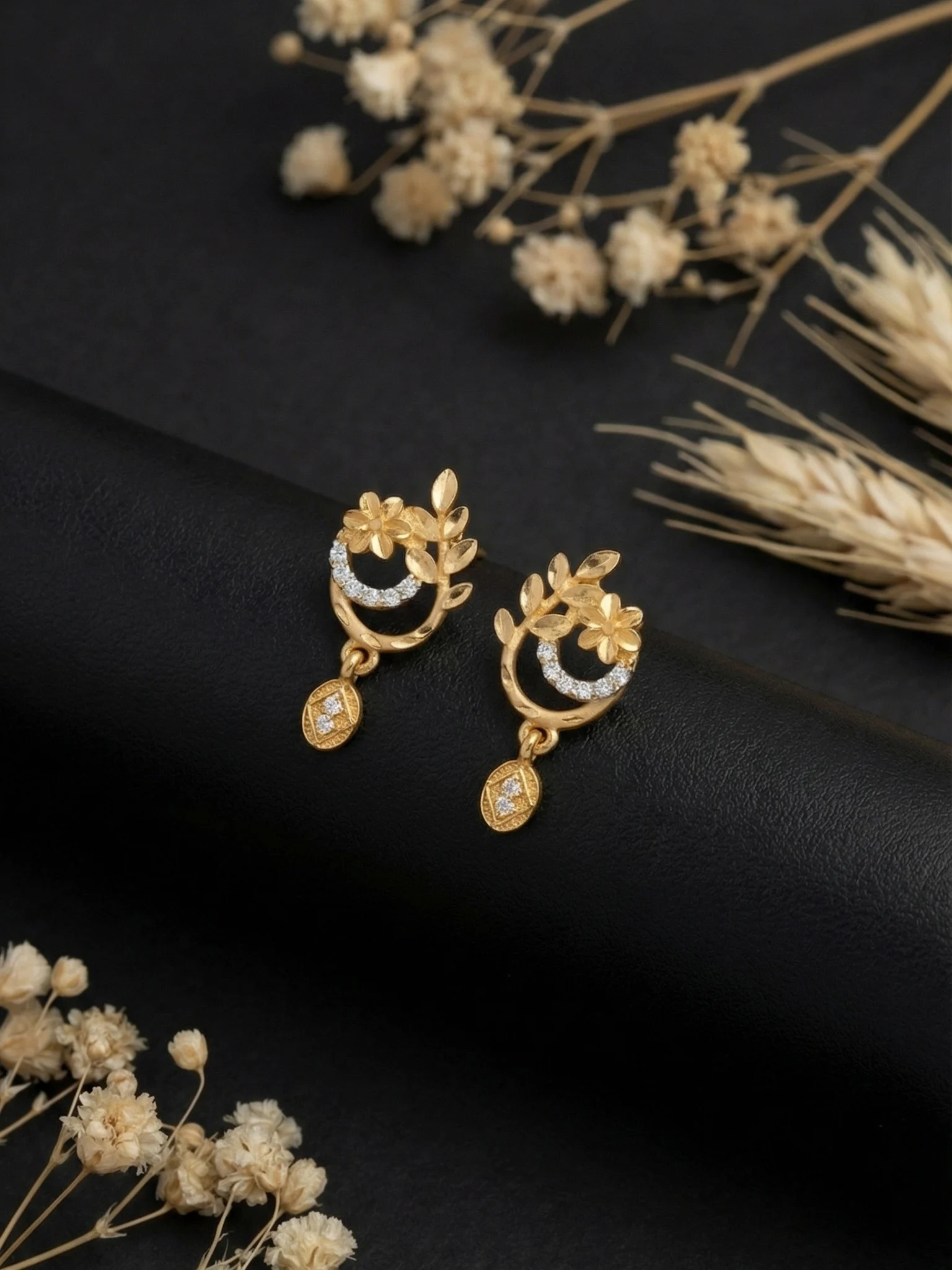 Diamond Look Gold Earrings - Image 3