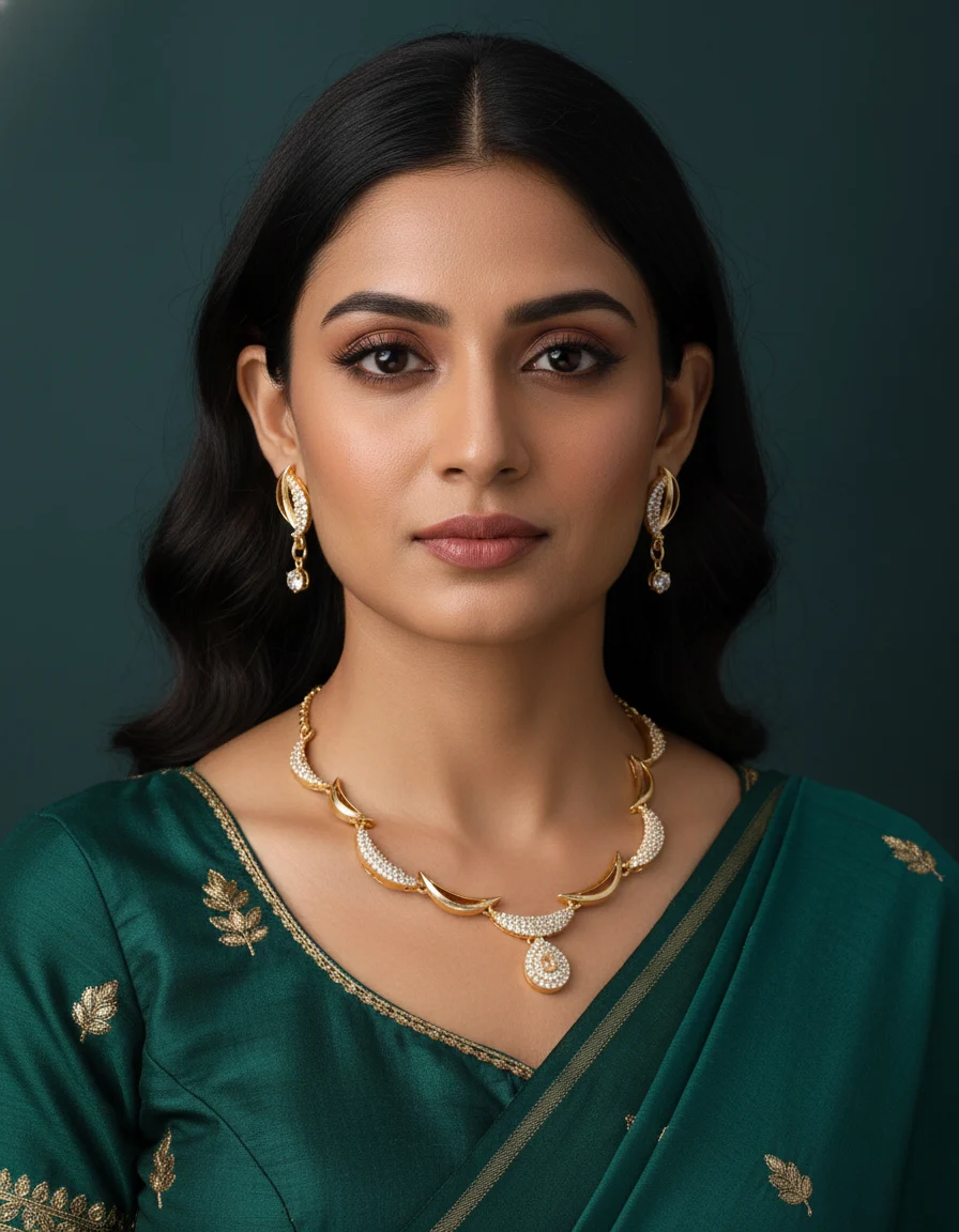 Modern Gold Necklace Set - Image 4