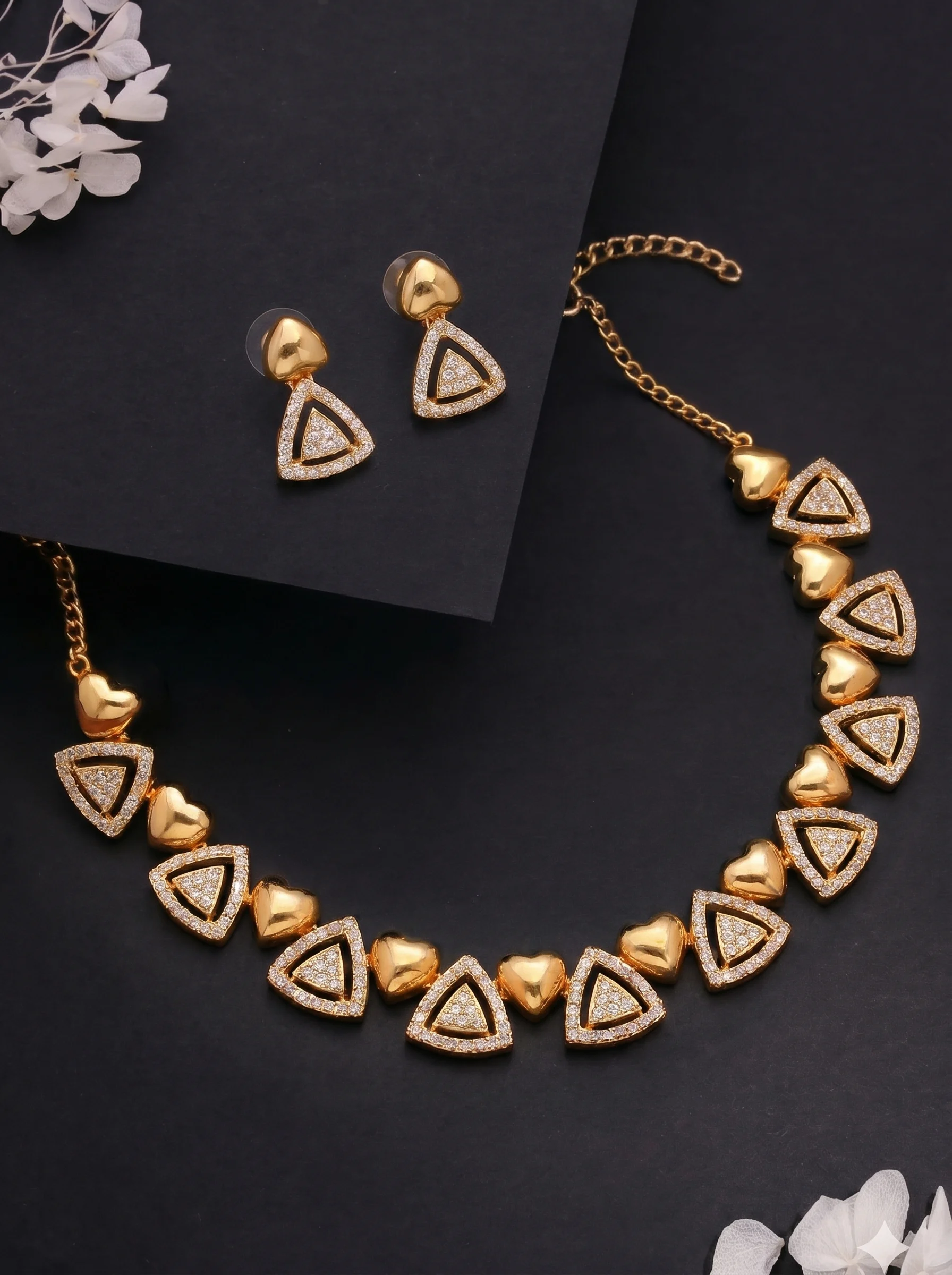 Designer Gold Necklace Set - Image 5