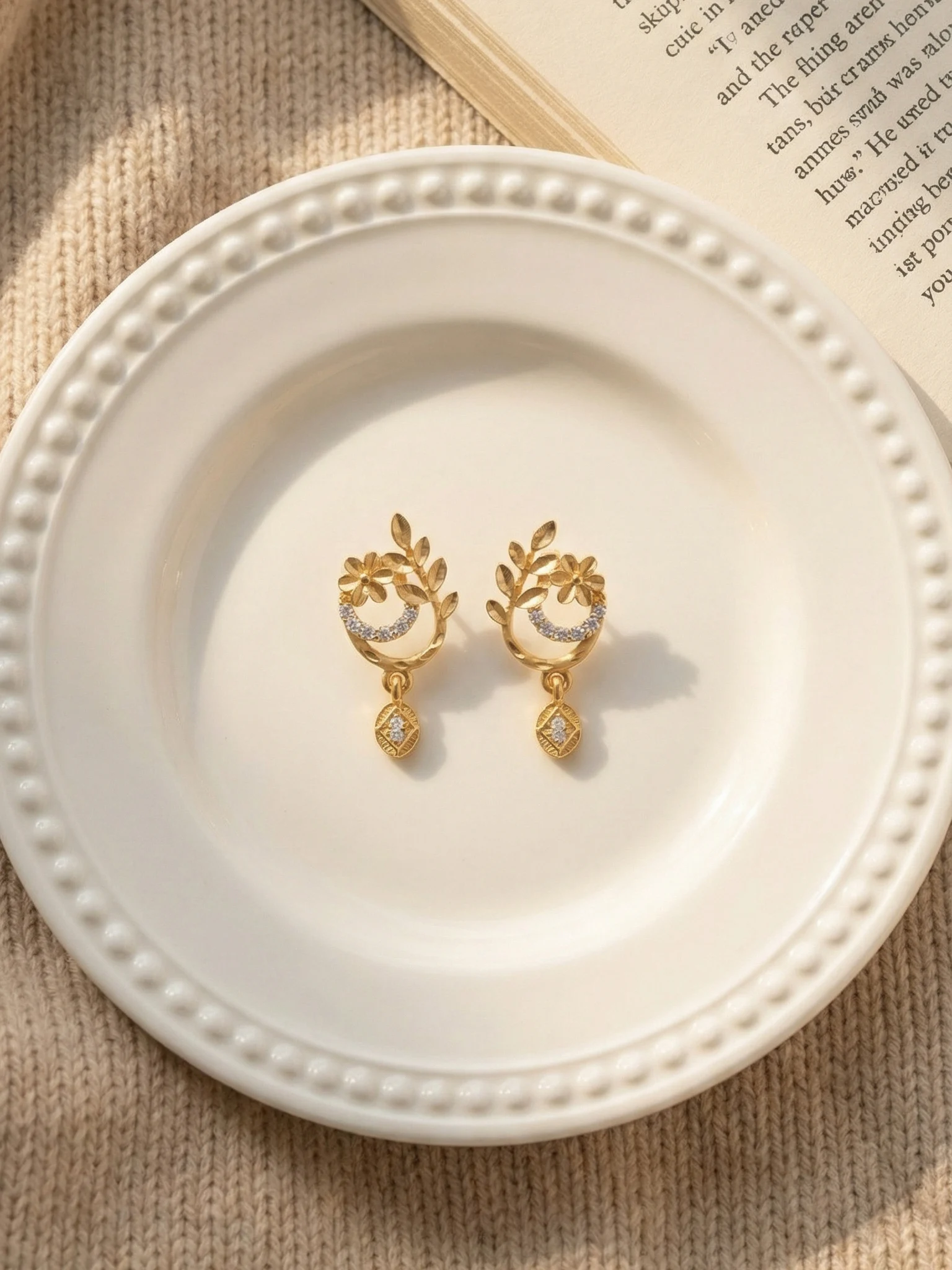 Diamond Look Gold Earrings - Image 5