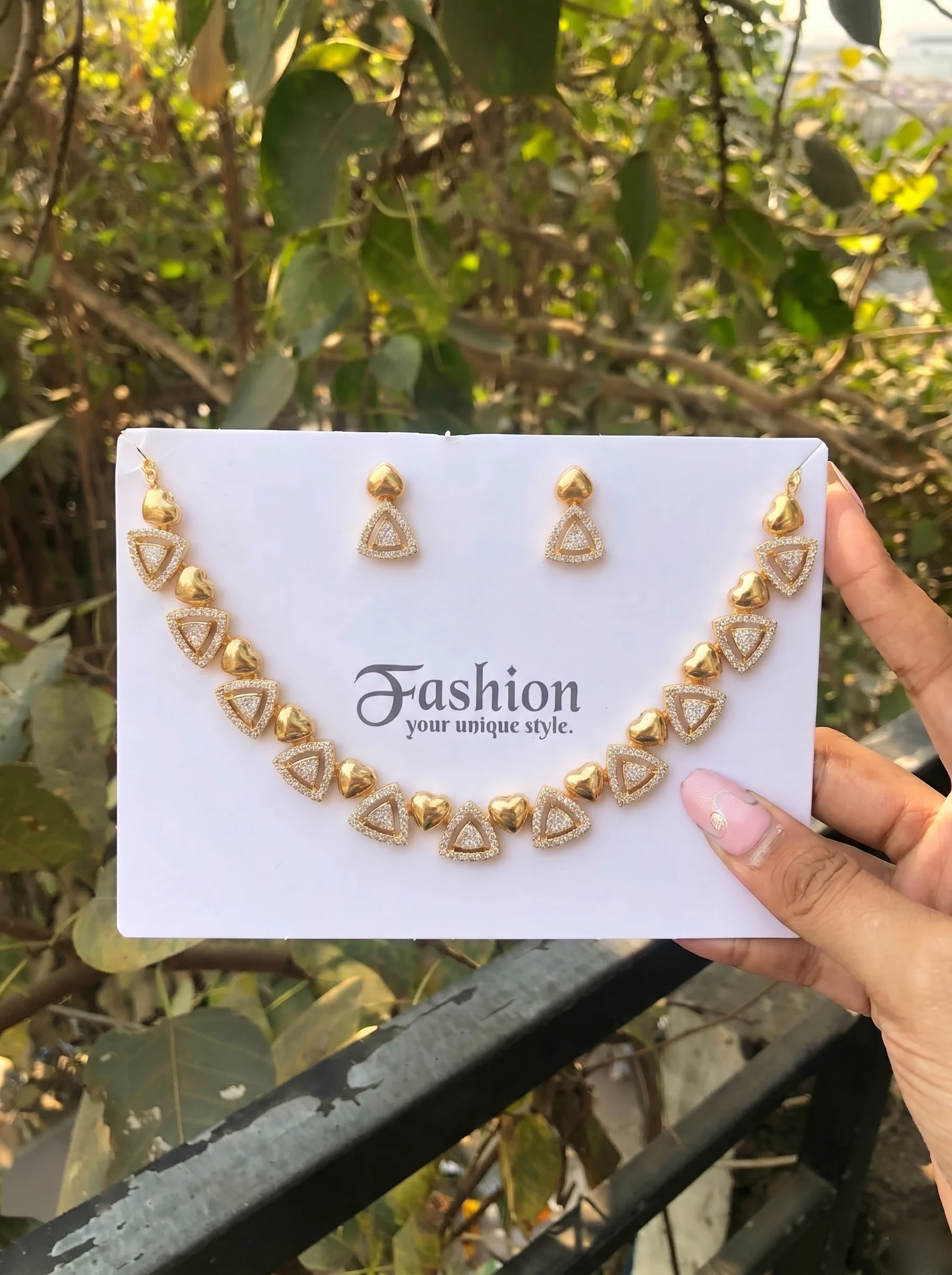 Designer Gold Necklace Set - Image 6