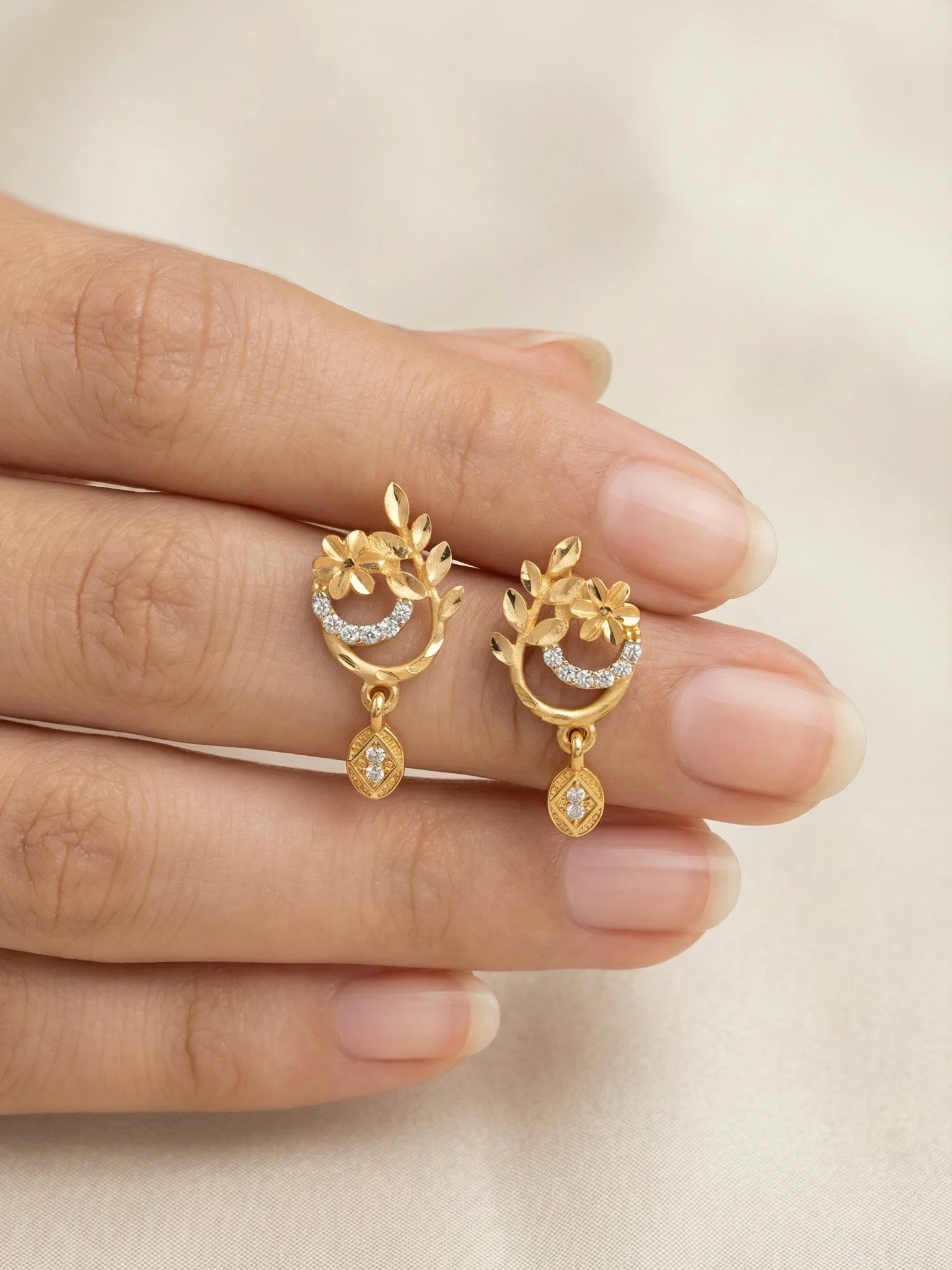 Diamond Look Gold Earrings - Image 6