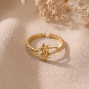 Gold Plated Flower Adjustable Ring