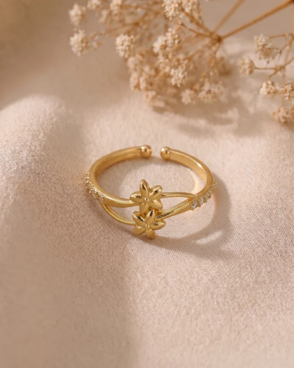 Gold Plated Flower Adjustable Ring
