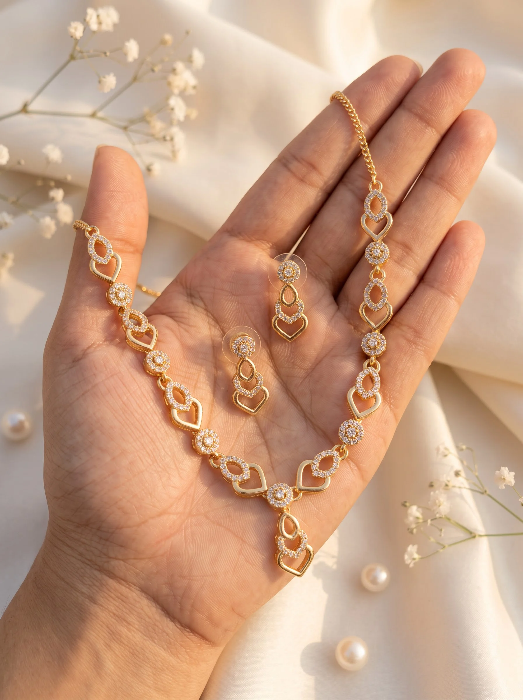 Gold Plated Stone Necklace Set - Image 7