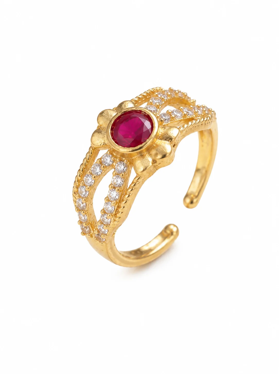 Gold Plated Adjustable Flower Ring - Image 8