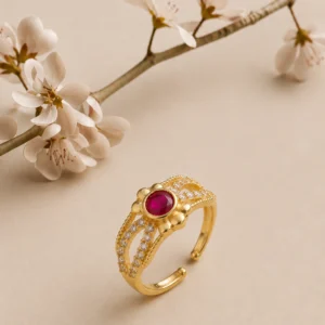 Gold Plated Adjustable Flower Ring