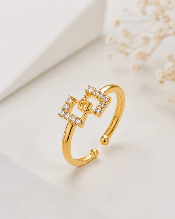 Gold Plated Square Adjustable Ring