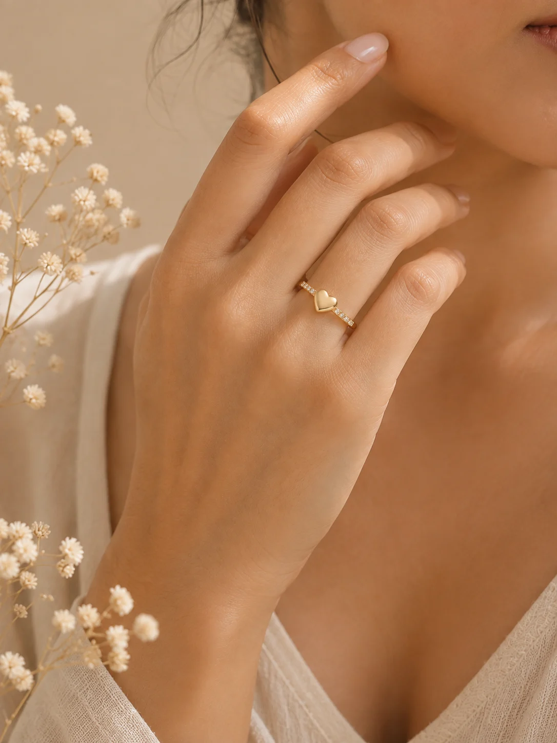 Gold-Tone Heart Open Ring - Image 4
