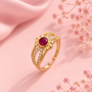 Gold Plated Adjustable Flower Ring