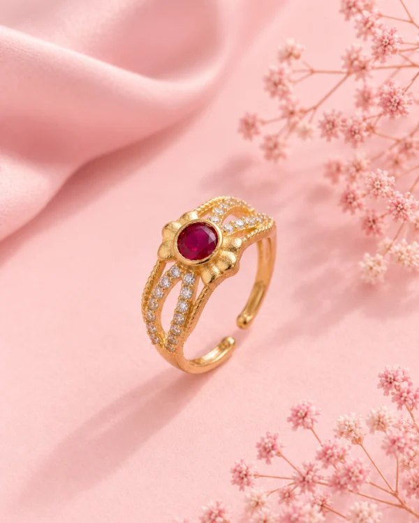 Gold Plated Adjustable Flower Ring