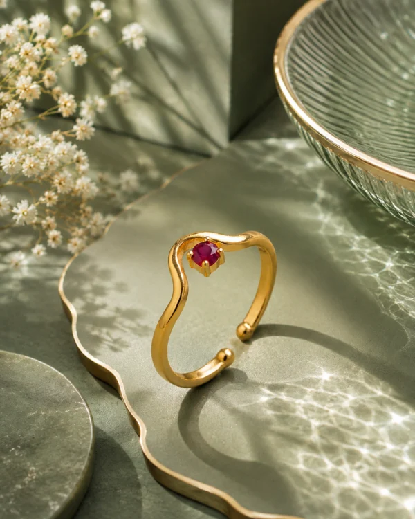 Ruby Wave Adjustable Ring