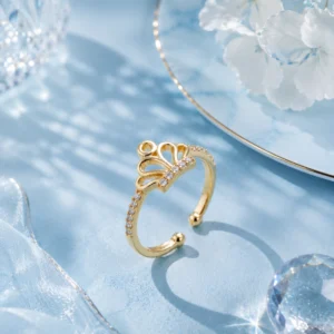 Crown Design Gold Plated Adjustable Ring