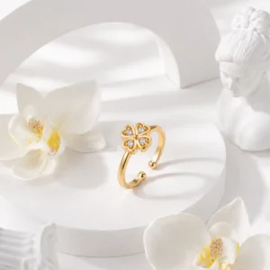 Gold Plated Clover Adjustable Ring