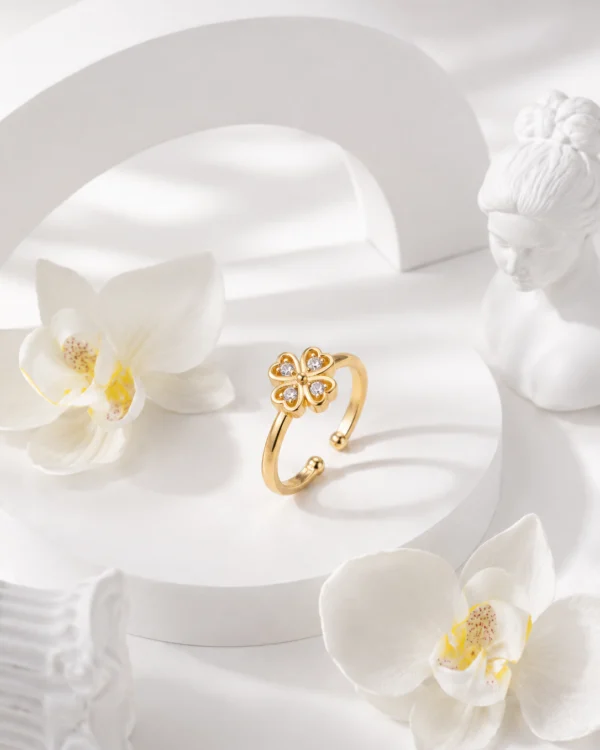 Gold Plated Clover Adjustable Ring
