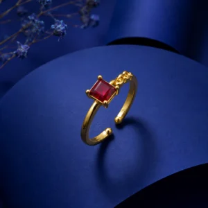 Gold Plated Ruby Adjustable Ring