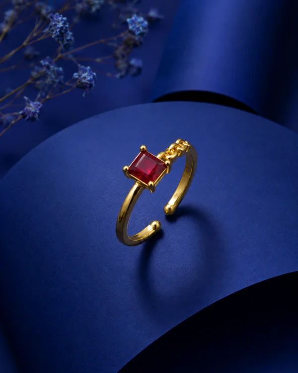 Gold Plated Ruby Adjustable Ring