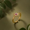 Gold Plated Adjustable Floral Ring