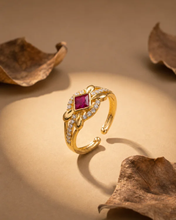 Gold Plated Ruby Stone Ring