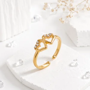 Gold Plated Double Heart Ring