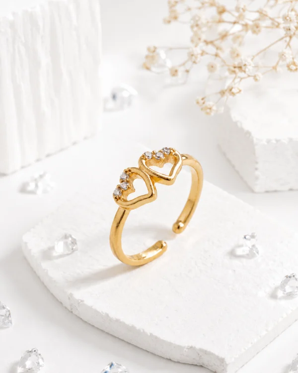Gold Plated Double Heart Ring