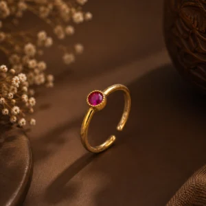 Gold Plated Ruby Adjustable Ring