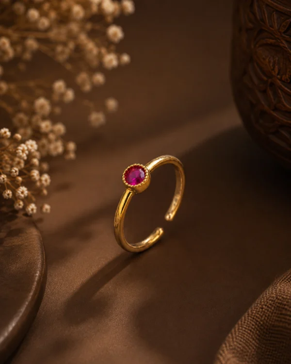 Gold Plated Ruby Adjustable Ring