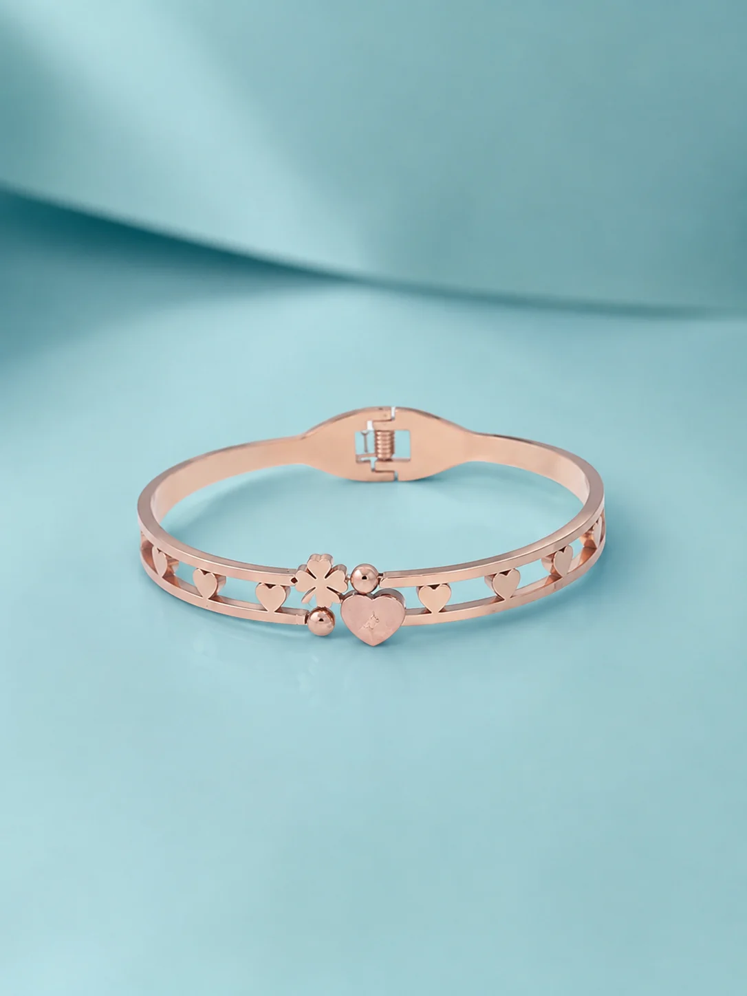 Rose Gold Heart Charm Bracelet