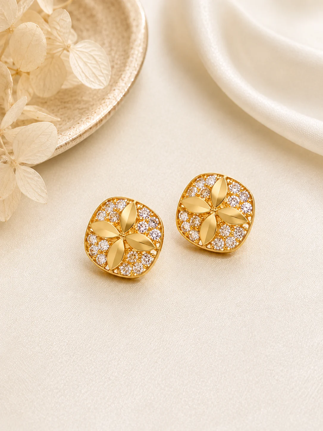 Sparkling Floral Statement Earrings