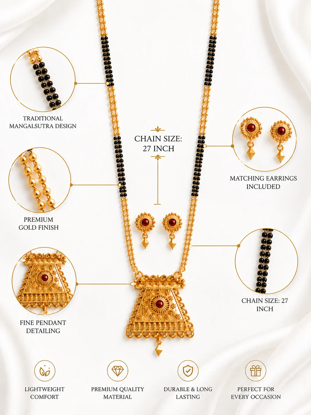 Royal Gold-Plated Designer Mangalsutra Set - Image 4