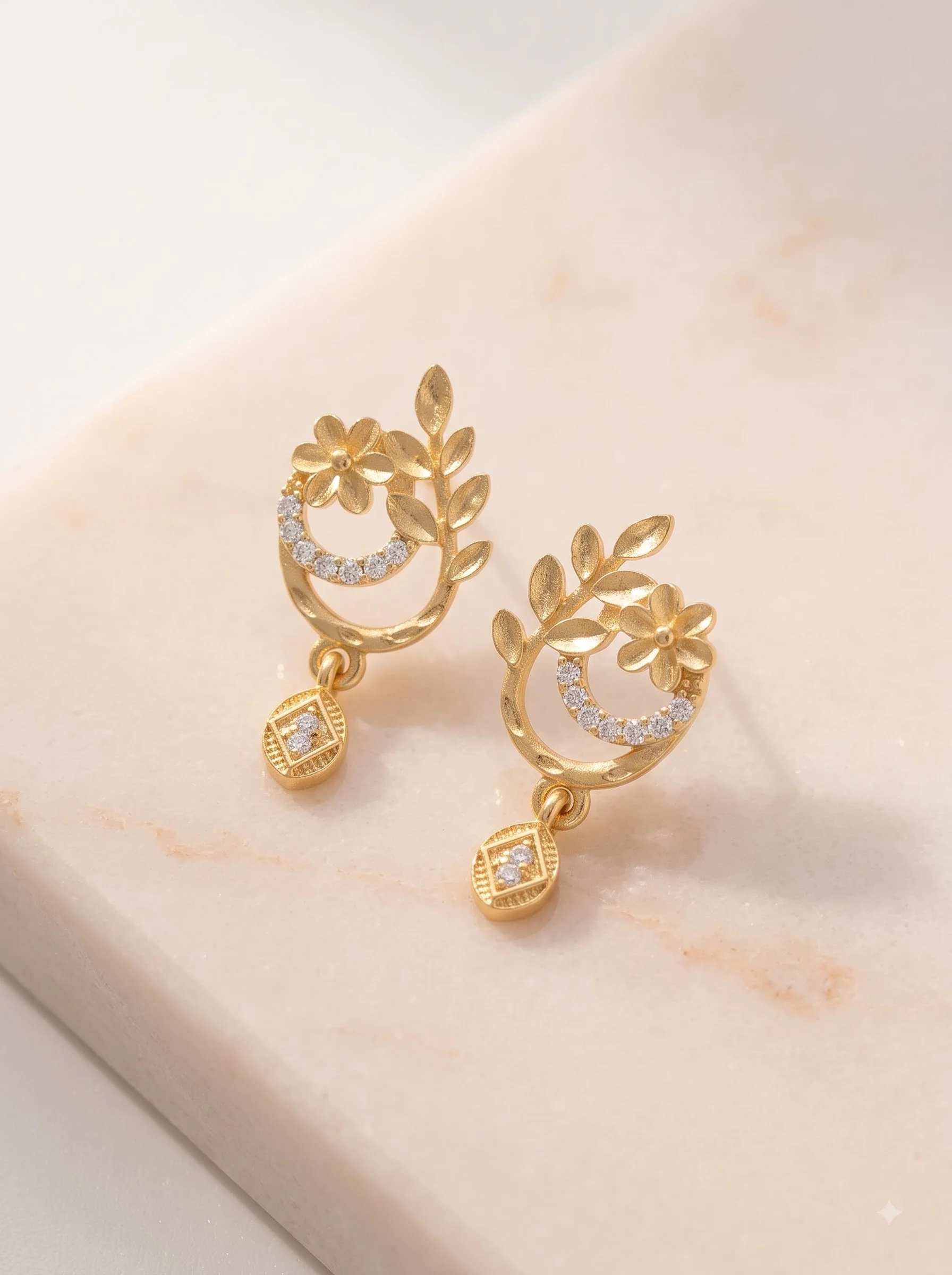 Diamond Look Gold Earrings - Image 4