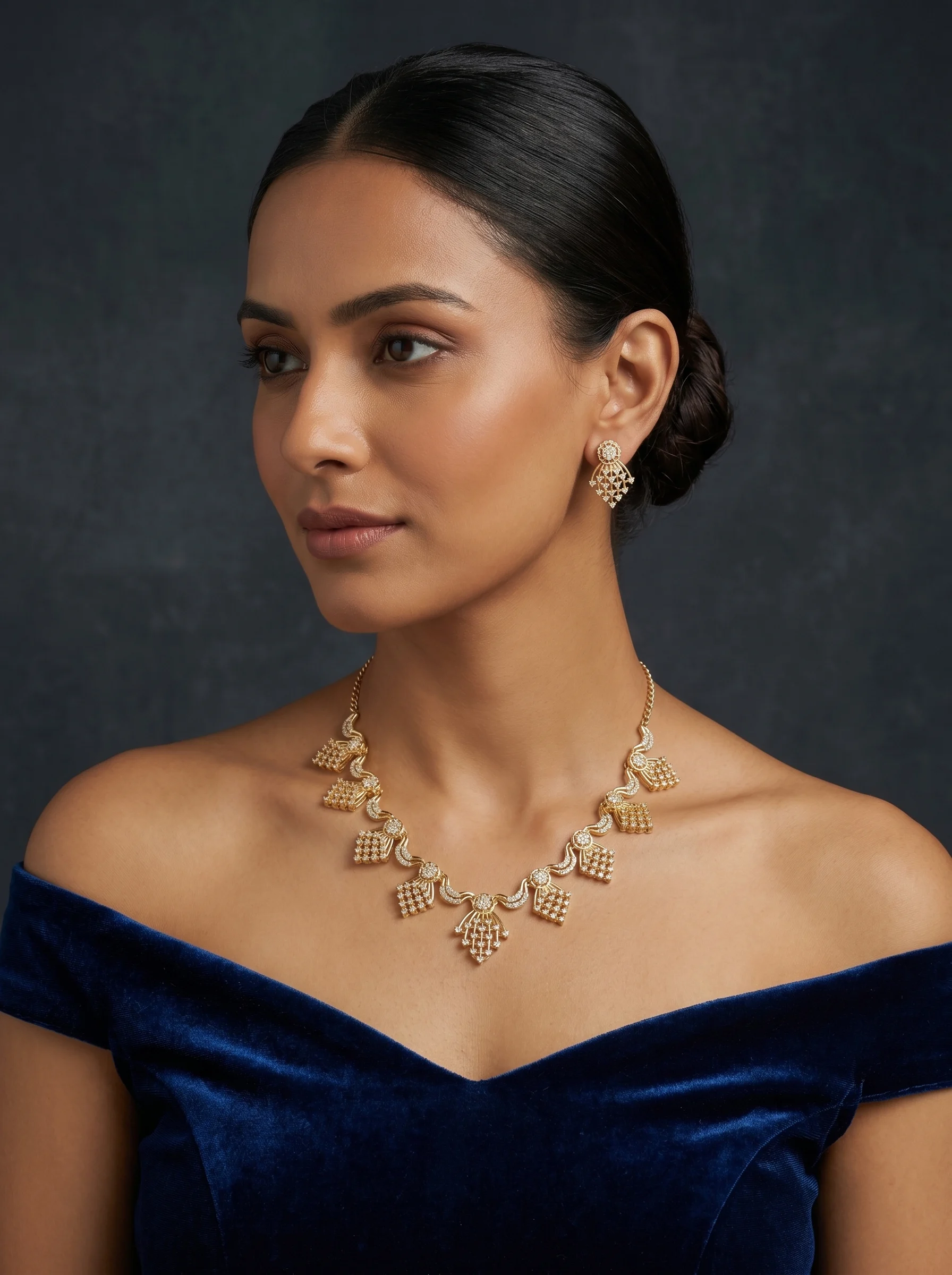 Leaf CZ Necklace Set - Image 2