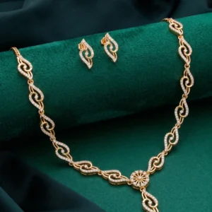 Gold Plated Designer CZ Necklace Set