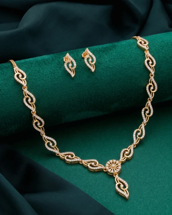 Gold Plated Designer CZ Necklace Set