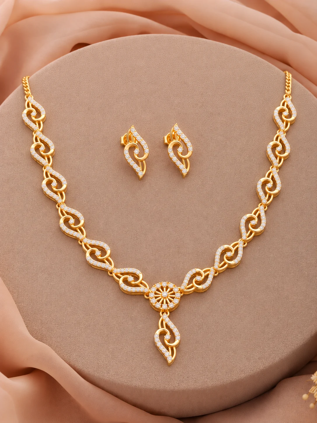 Gold Plated Stone Necklace Set - Image 3