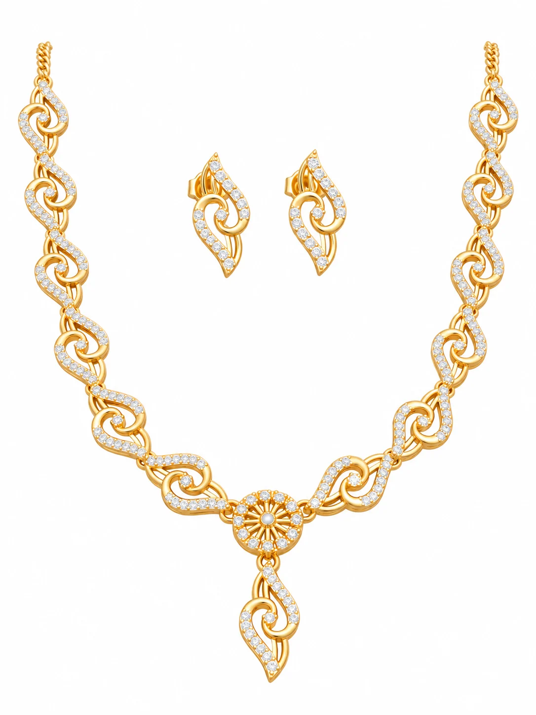 Gold Plated Stone Necklace Set - Image 5