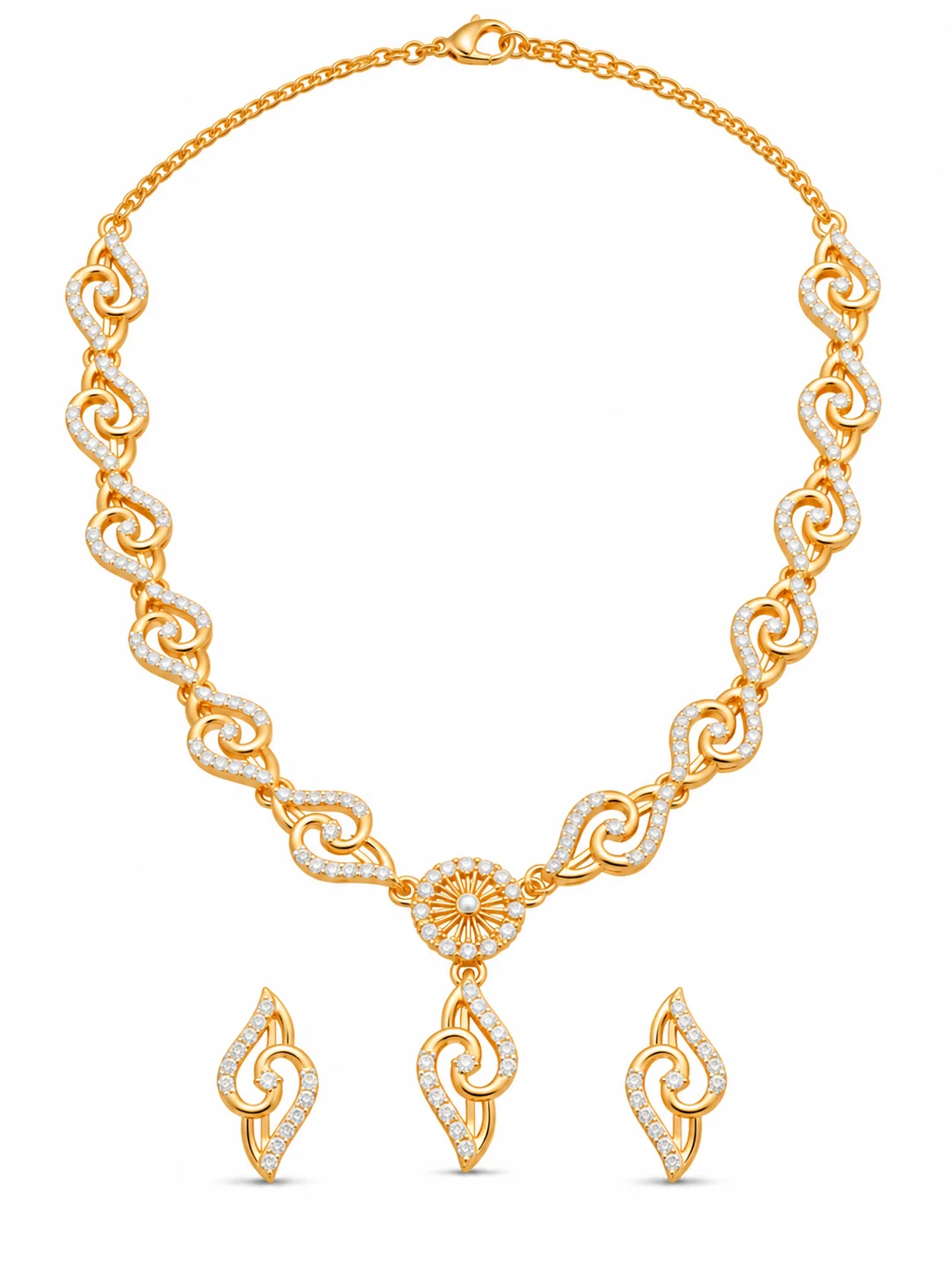 Gold Plated Stone Necklace Set - Image 6