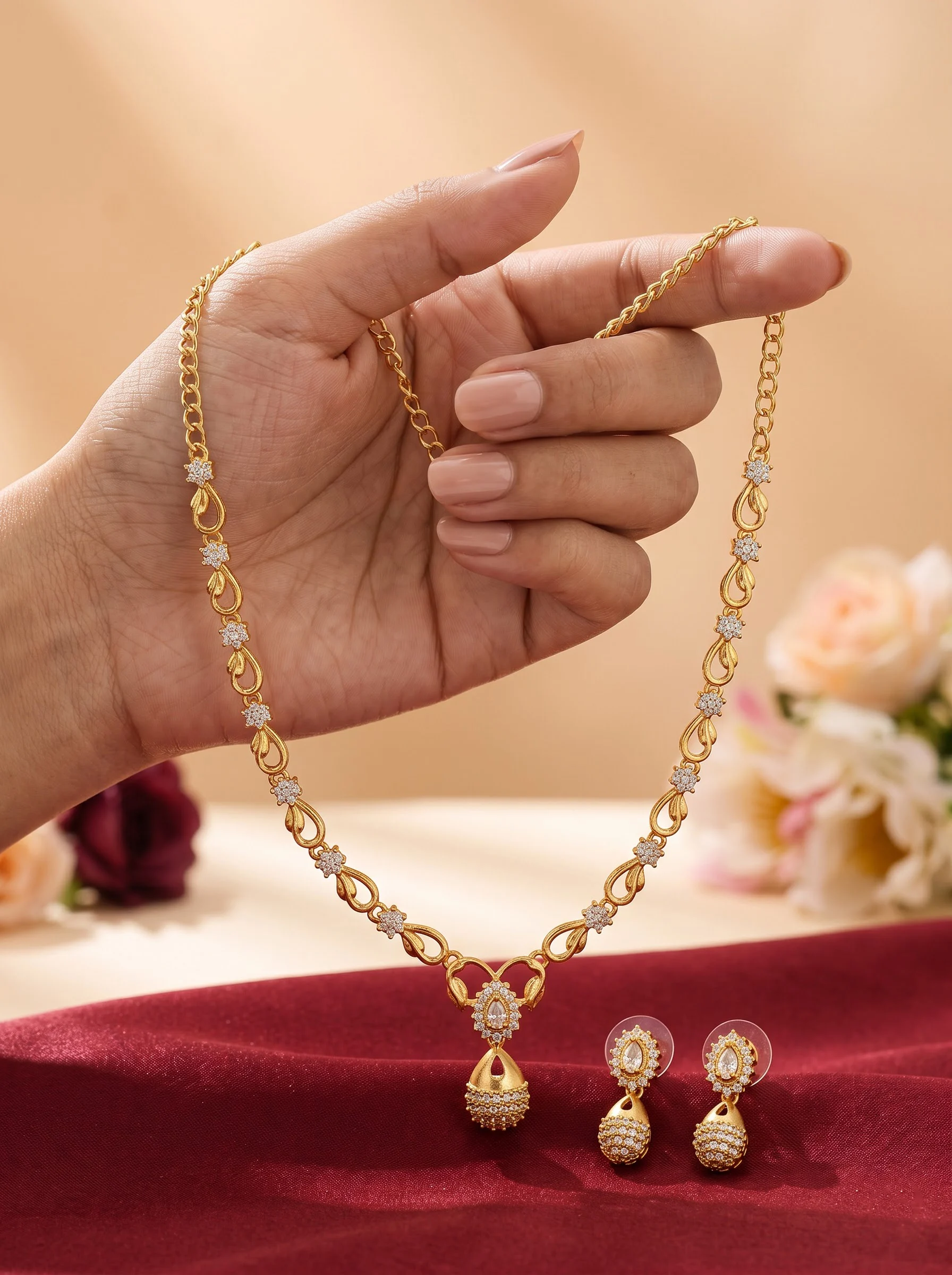 Wedding Gold Necklace Set - Image 4