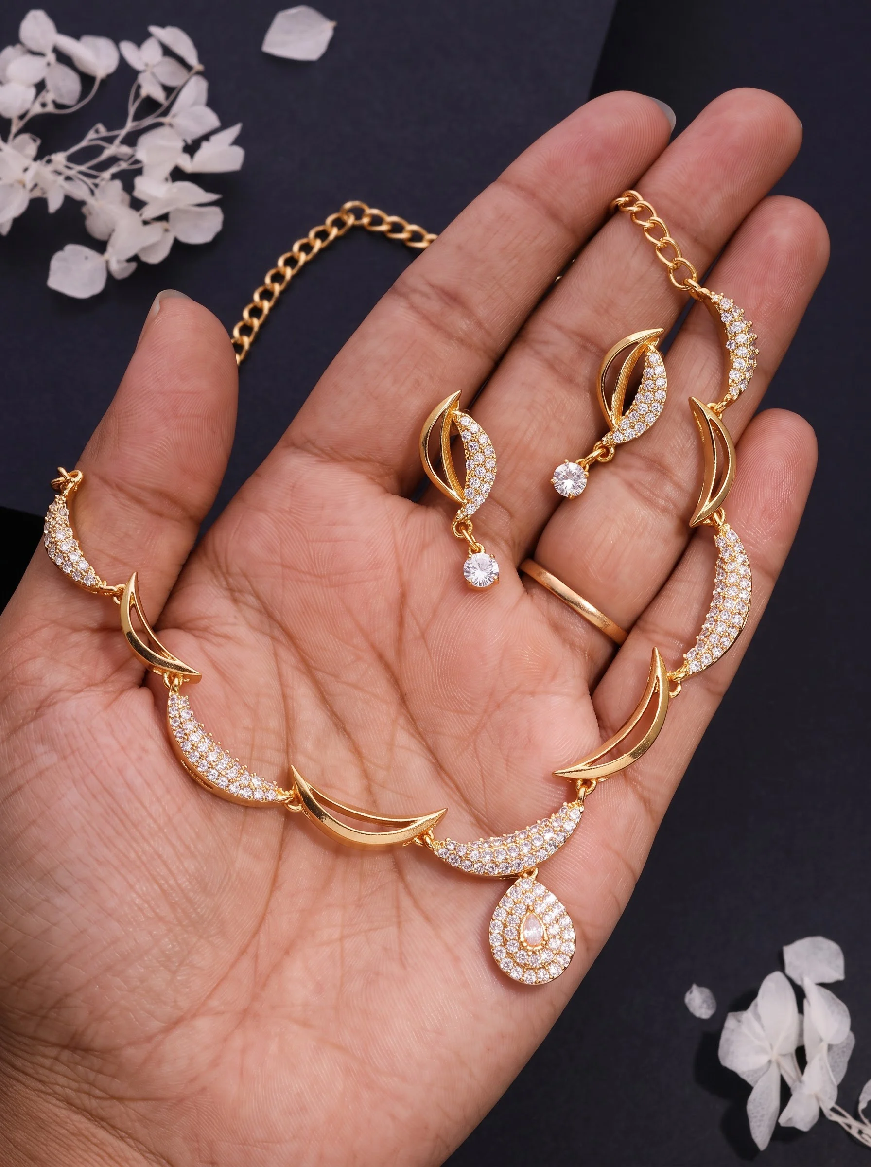 Modern Gold Necklace Set - Image 7