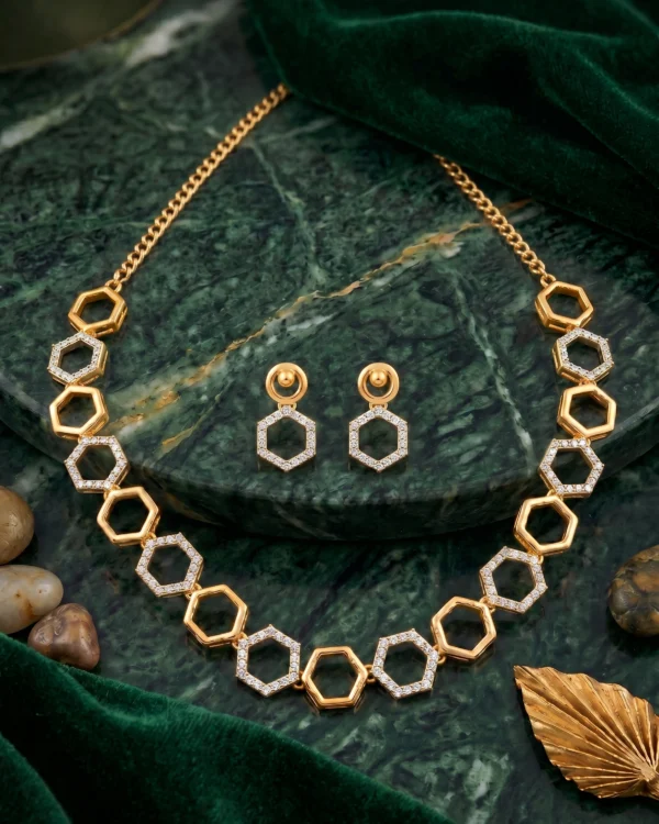 Hexa Glow Gold-Plated Necklace Set