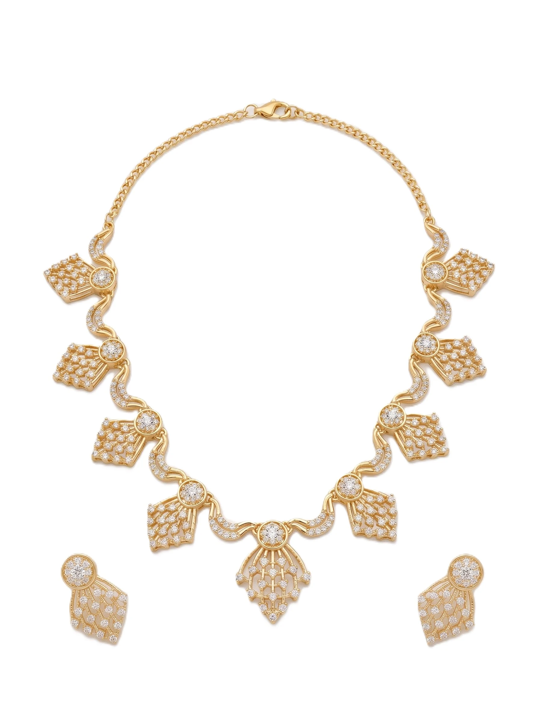 Leaf CZ Necklace Set - Image 3