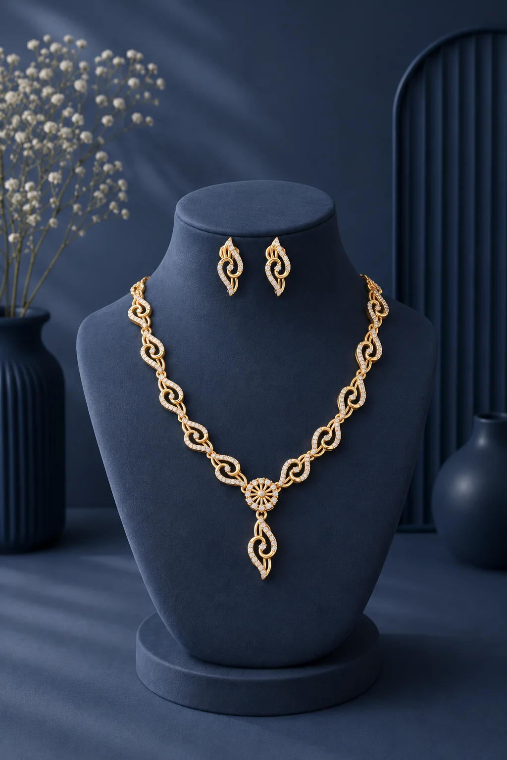 Gold Plated Stone Necklace Set - Image 2