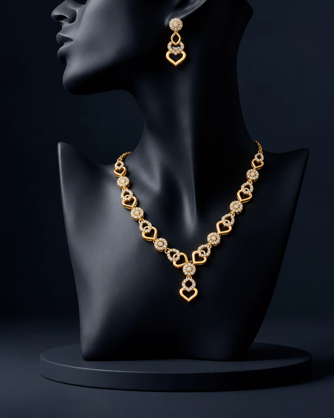 White Stone Gold Plated Necklace Set - Image 2